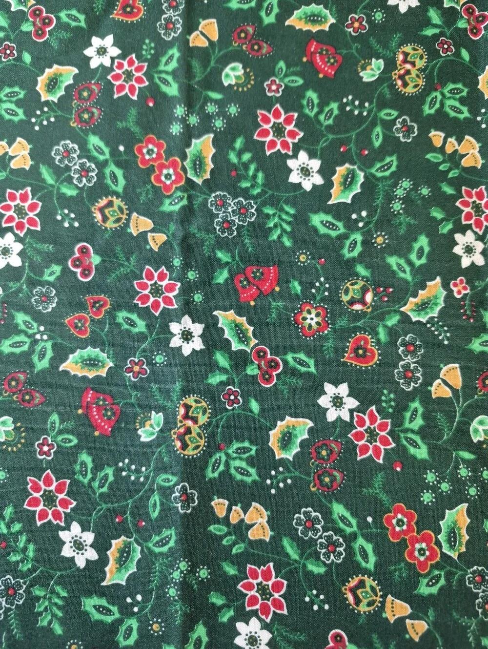 VIP Cranston Christmas Poinsettia Holly Fabric 35x44”